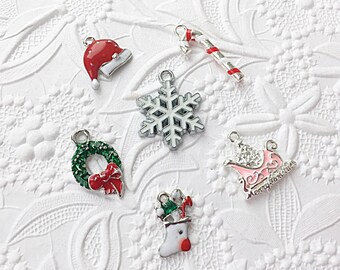 Christmas Charms, Enamel Charms, Assorted Christmas, HOL003