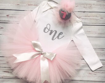 Pink Tutu, First birthday Tutu, Tutu outfit with hat, One Tutu Outfit
