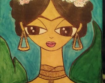 Frida Kahlo without a mustache canvas painting