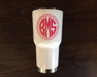YETI Monogram Decal, Circle Monogram, YETI Decal for Women, Vinyl Cup Decal, Yeti Decal, Yeti Decal for Women 30 oz, Yeti Monogram Decal