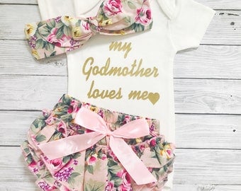 Goddaughter Gift, My Godmother Loves Me, Baby Shower Gift, Baby Girl Bodysuit, Godmother Gift, God Daughter Gift, Baby Girl Bodysuits