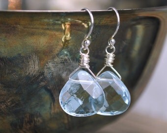 Lavender Quartz Briolette Earrings, Dangle Earrings, Faceted Earrings, Sterling Silver, Drop Earrings, Wire Wrap, SidneyAnn Jewelry