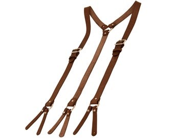 Dark Brown Leather Suspenders
