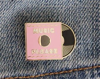 Music Please Vinyl Record Enamel Pin