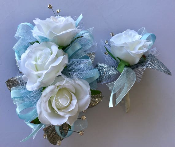 light blue corsage for prom
