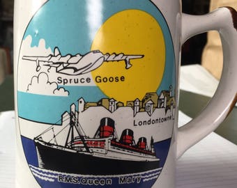 Queen Mary Spruce Goose Mug/Cup - mug - cup - Queen Mary - Spruce Goose - Long Beach - California - ship - ocean liner - Howard Hughes