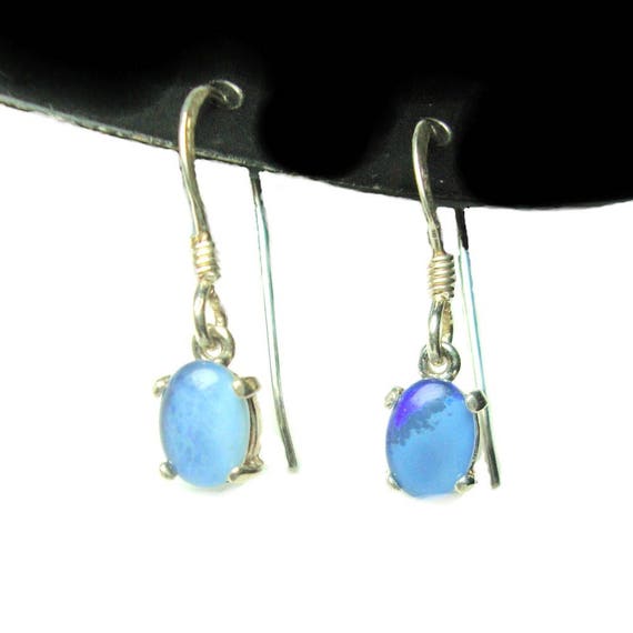 Opal triplet sterling silver french hook earrings