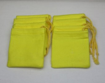 Set of 12, 3" x 3" Solid Yellow Flannel Cotton Hoo Doo / Mojo Bags / Jewelry Pouches