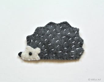 Hedgehog Felt Brooch Woodland Dark Blue Grey Cute Hedgehog Handmade Jewelry Fashion Accessory Gift for Hedgehog Lovers Felt Animal Brooch