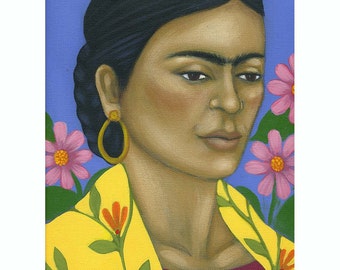 Frida Kahlo Original Painting - Acrylic Folk Art - Mexican Inspired Home Decor by Tamara Adams