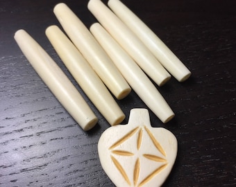 Ivory Bone Hairpipe Beads and Carved Pendant Set for Necklace