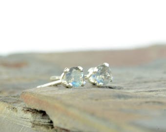 Labradorite earrings, sterling silver and labradorite studs, 3, 4 or 6mm, grey blue gemstone earrings, natural stone jewellery, gift for her