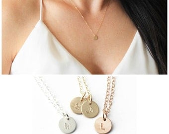 TINY Initial Necklace, Dainty Initial Necklace, Silver, Rose or Gold Personalized Necklace, Layering Necklace, Little Initial Necklace