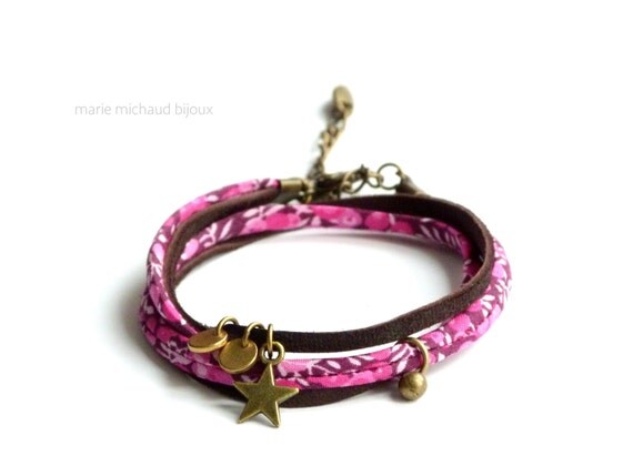 Wrap bracelet,Liberty bracelet,Double wrap bracelet,Textile bracelet,Textile jewelry,Liberty jewelry,Summer bracelet,Summer jewelry
