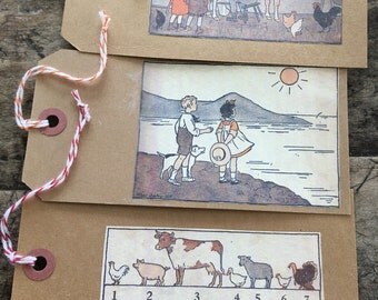 Gift tags from vintage books