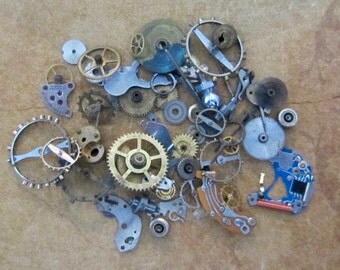 Vintage WATCH PARTS gears - Steampunk parts - x19 Listing is for all the watch parts seen in photos