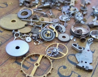 Vintage WATCH PARTS gears - Steampunk parts - K16 - Listing is for all the watch parts seen in photos