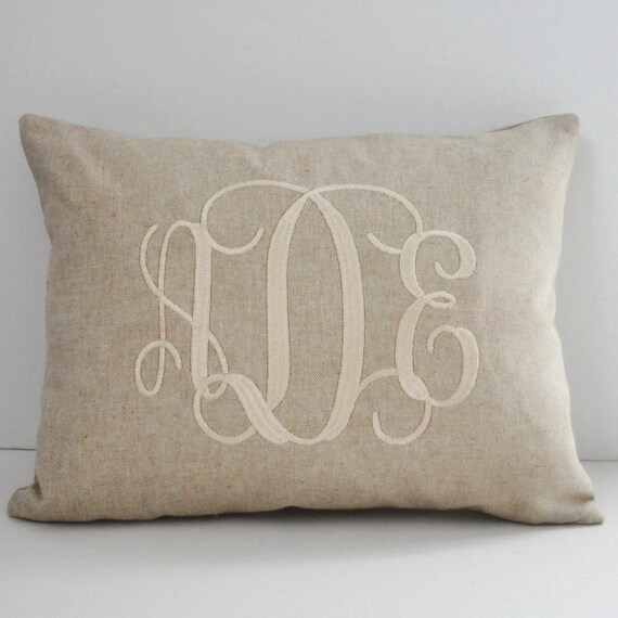 Monogrammed Lumbar Pillow INSERT INCLUDED Natural Decorator