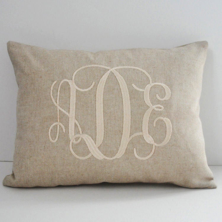 Monogrammed Lumbar Pillow INSERT INCLUDED Natural Decorator