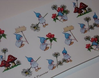 Hand-Drawn Gnome Stickers / Planner Stickers / Cute Stickers