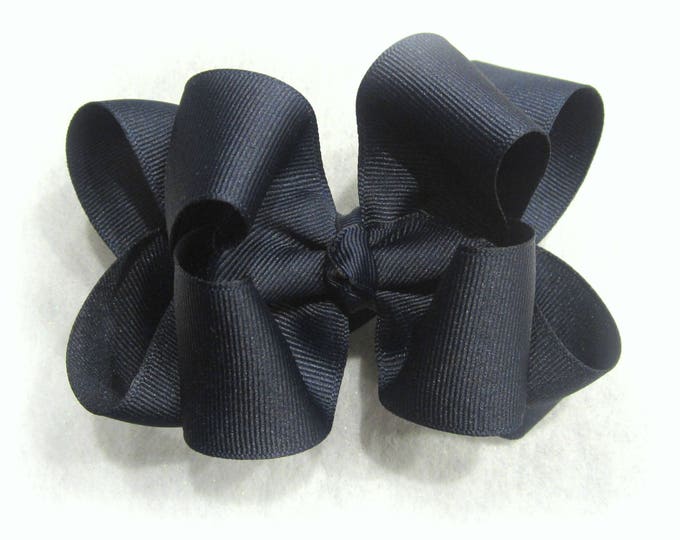 Navy Blue Hair Bow, Boutique Bows, Double Layered Hairbow, Baby Bows, Girls Hair Bows, Blue Bows, Navy Big Bow, Navy Blue Headband,