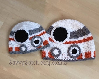 BB8 Inspired Droid STAR WARS Crochet Hat costume BB-8 Force Awakens Newborn Baby Child Adult Sizes