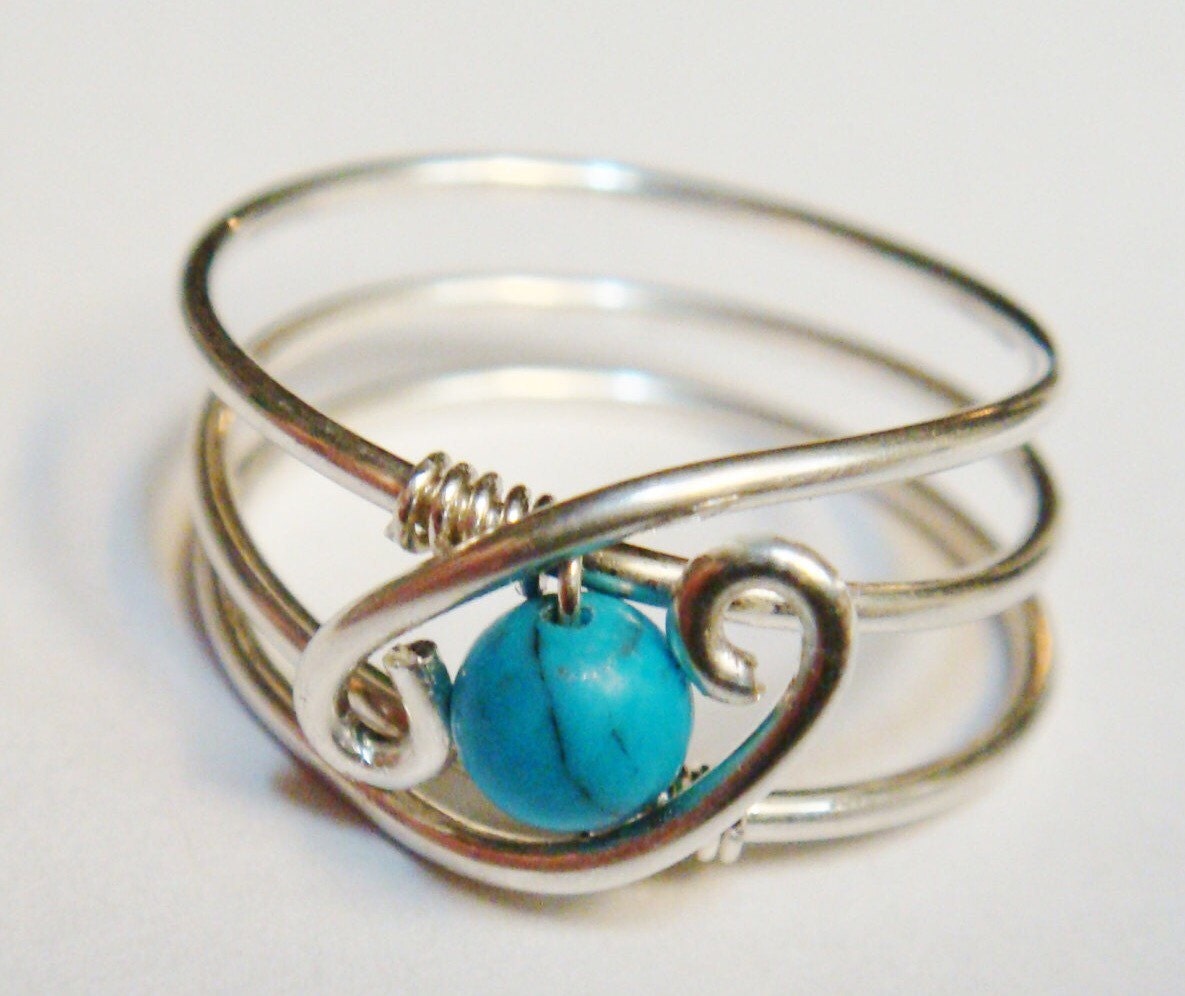 December Birthstone Turquoise Gemstone Ring by SpiralsandSpice
