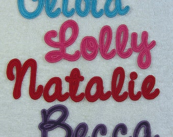 Script Single Name Patch Fabric Embroidered Iron On Applique Patch MADE TO ORDER