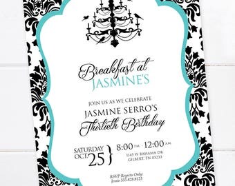 breakfast at tiffany's invitation invite diy print file