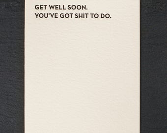 get well soon. letterpress card. #932