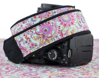 Aqua Paisley dSLR Camera Strap, Pink, Red, Yellow, Violet, Lime, SLR, 108 c
