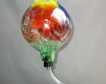 Hand Blown Art Glass Hummingbird Feeder