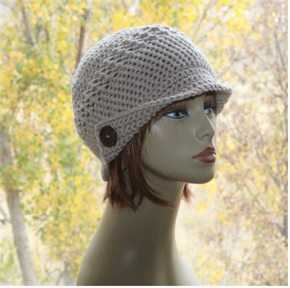 Womens Peak Cap Crochet Peak Hat Newsboy Hat by endlesscreation