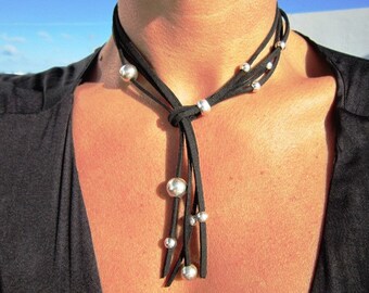 wrap necklace, leather choker necklace, beaded choker necklace, choker necklace with charm, bohemian jewelry, bohemian necklaces, chokers
