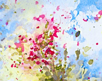 watercolor doodle white cosmos flower 4x12 fine art panoramic