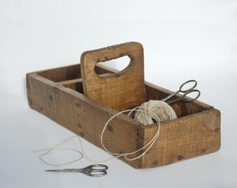 Wood Box Crate, Wooden Tool box, Farmhouse Storage, Country Decor