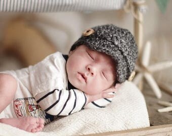 Baby Newsboy Hat, Newborn Newsboy Hat, Baby Boy Hat, Baby Boy Clothes, Baby Hat, Baby Boy Hat Crochet, Knit Hat Baby Boy, Newborn Photo Prop