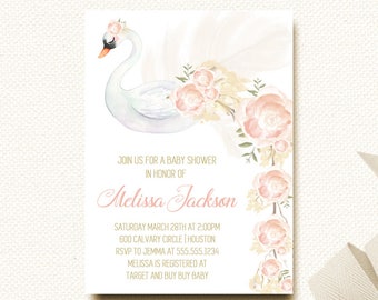 Swan Baby Shower Invitations 1