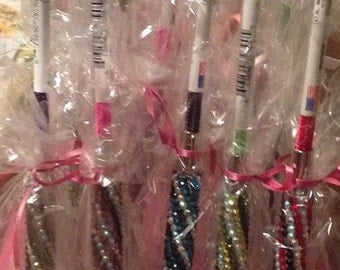 Bling Show Pig Whips with White Handle & Chrome Tip