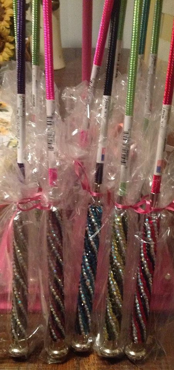 Bling Show Pig Whips with White Handle & Chrome Tip