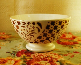 Antique FRENCH Cafè au lait BOWL Art Decò BROWN