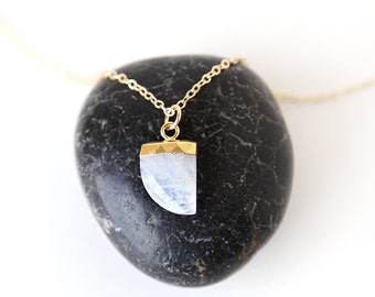 Modern Moonstone Curved Point Necklace // 14K Gold Filled // simple everyday modern bridal jewelry