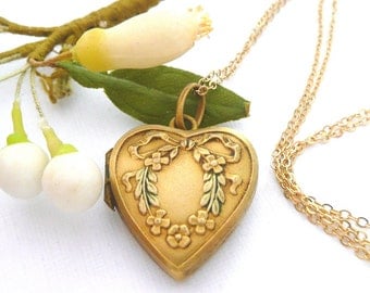 Vintage French Heart Locket Necklace