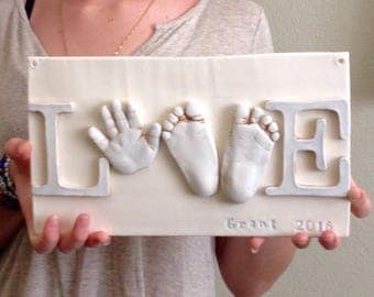 Infant Keepsake Art - Hand Print Love Decor - Newborn Nursery Art - Personalized Nursery Art - Baby Nursery Art - Custom Baby Nursery