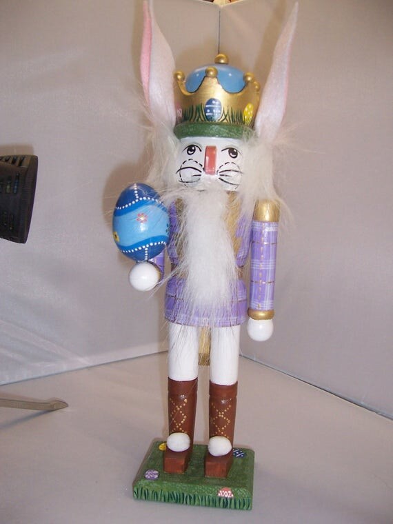 Easter Bunny Hand Painted Nutcracker