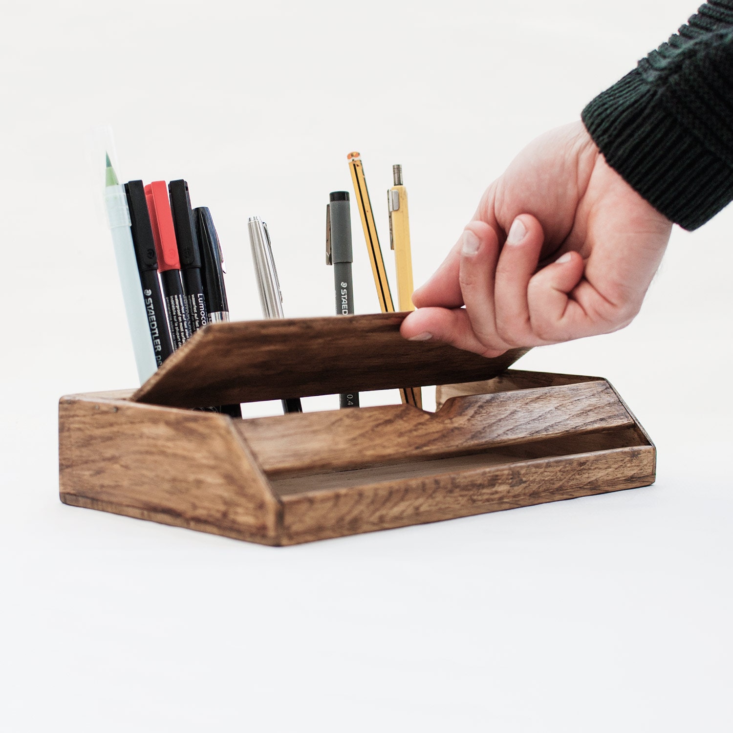 Vintage wood desk organizer rustic desk accessories