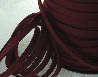 6yds Faux Suede leather Micro Fiber Burgundy Jewelry Cord Lacing 6mm x 1.5mm ribbon cord