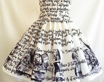 Alice In Wonderland Dress, Literature dress, Book Dress, Writing Dress, Alice Dress, Uk, Rooby Lane
