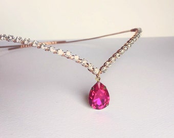 Shine Crown - Ren Faire - Shimmer and Shine - Genie crown - Festival Headpiece - Simple Rhinestone crown - Pink jewelry - Fuchsia crown