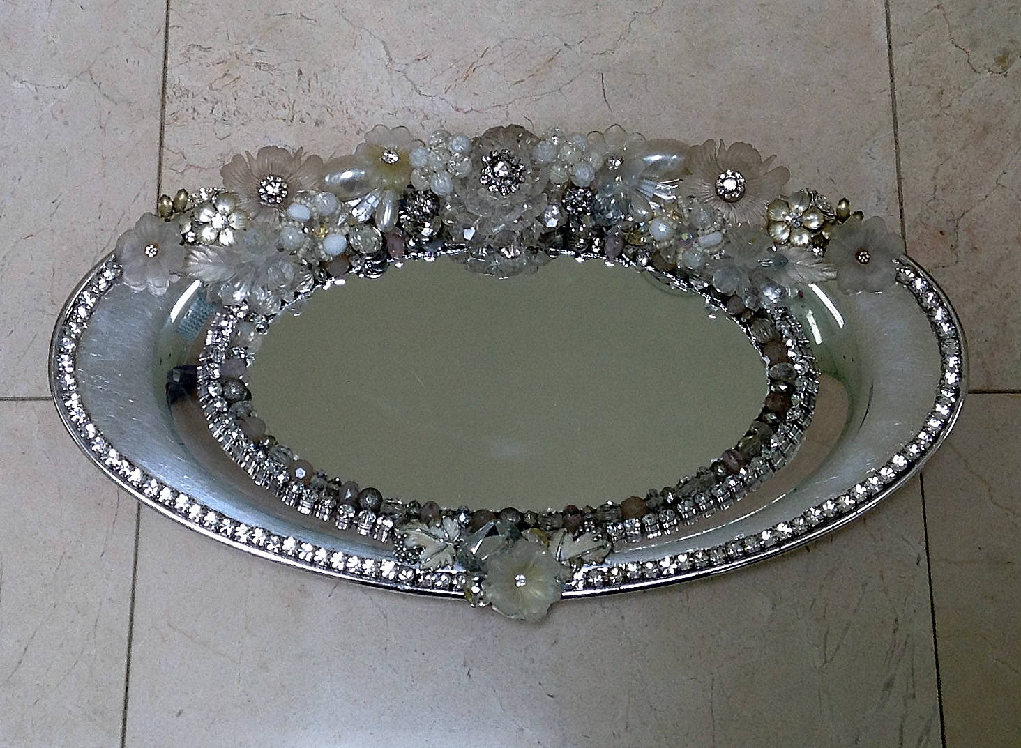 Silver Bathroom Vanity Tray